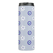 Schattige Wit Vrouwelijk Blauw Daisy Greek Eye Thermosbeker (Achterkant)