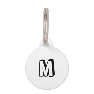 Schattige wit zwart modern monogram naam contact i huisdierpenning