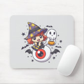Schattige Witch Kind voor Halloween Muismat (Met muis)