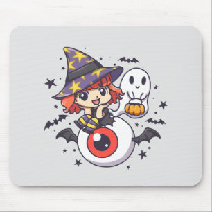 Schattige Witch Kind voor Halloween Muismat