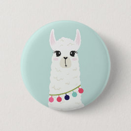 Schattige witte alpaca ronde button 5,7 cm