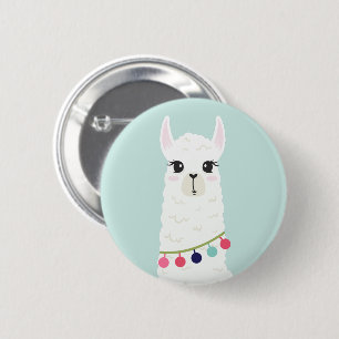 Schattige witte alpaca ronde button 5,7 cm