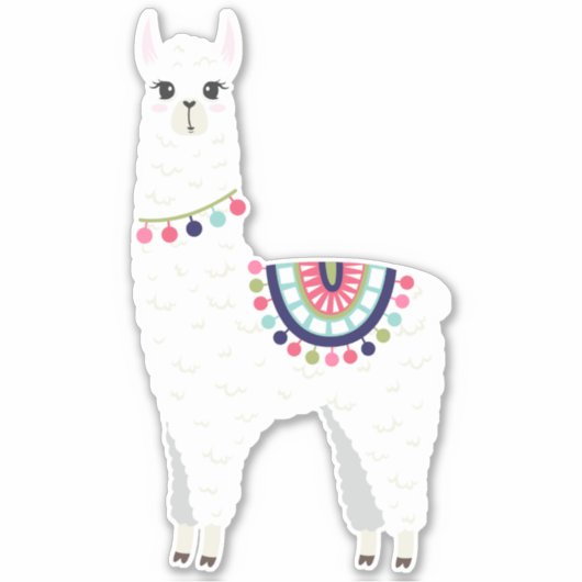 Schattige witte alpaca sticker (Voorkant)