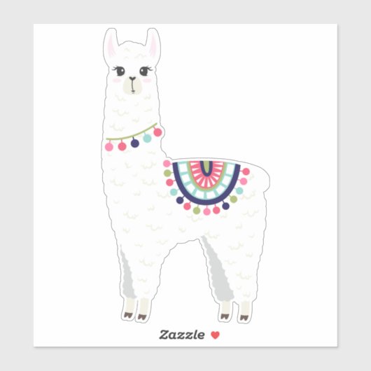 Schattige witte alpaca sticker (Vel)