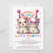 Schattige Witte Baby Dieren Verjaardagsuitnodiging Kaart (Voorkant)