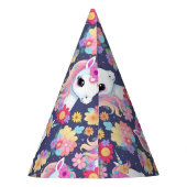 Schattige Witte Baby Eenhoorn met Bloemen Feesthoedjes (Achterkant)