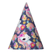 Schattige Witte Baby Eenhoorn met Bloemen Feesthoedjes (Links)