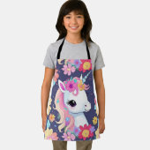Schattige Witte Baby Eenhoorn met Bloemen Schort (Insitu)