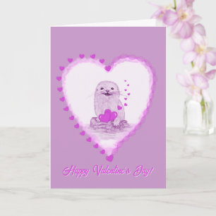 Schattige Witte Baby Zee Otter , Gelukkige Valenti Kaart