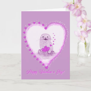 Schattige Witte Baby Zee Otter , Gelukkige Valenti Kaart