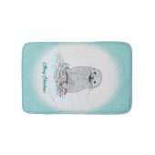 Schattige Witte Baby Zee Otter , Prettig Kerstfees Badmat (Voorkant)