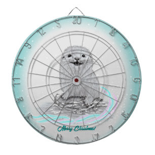 Schattige Witte Baby Zee Otter , Prettig Kerstfees Dartbord