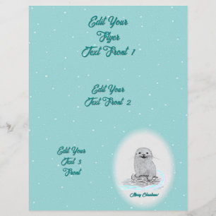 Schattige Witte Baby Zee Otter , Prettig Kerstfees Flyer