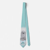 Schattige Witte Baby Zee Otter , Prettig Kerstfees Stropdas (Voorkant)