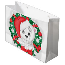 Schattige witte beer in kerstkrans