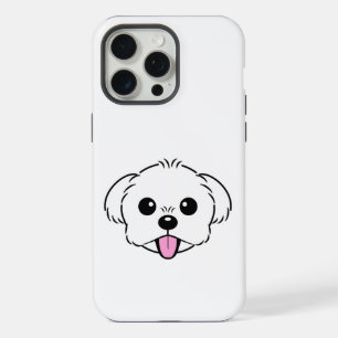Schattige witte Bichon Frise hond steekt tong uit iPhone 15 Pro Max Case