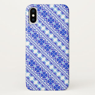 Schattige witte blauwe decoratieve Oekraïense stre iPhone X Hoesje