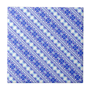 Schattige witte blauwe decoratieve Oekraïense stre Tegeltje