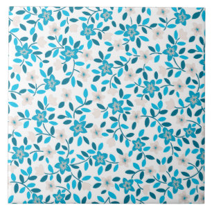 Schattige witte blauwe naadloze lente bloemen patr tegeltje