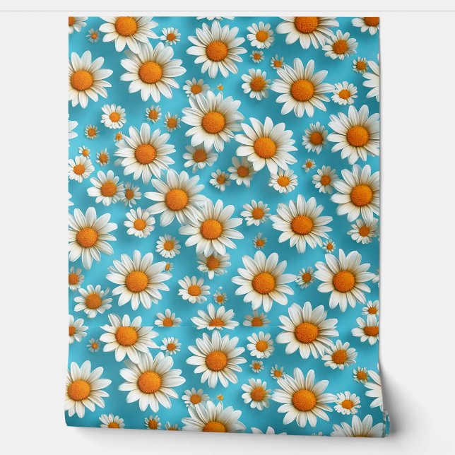 Schattige witte bloemen behang (Afrollen)