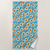 Schattige witte bloemen strandlaken (Voorkant)