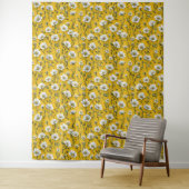 Schattige witte bloemen wandkleed (In situ)