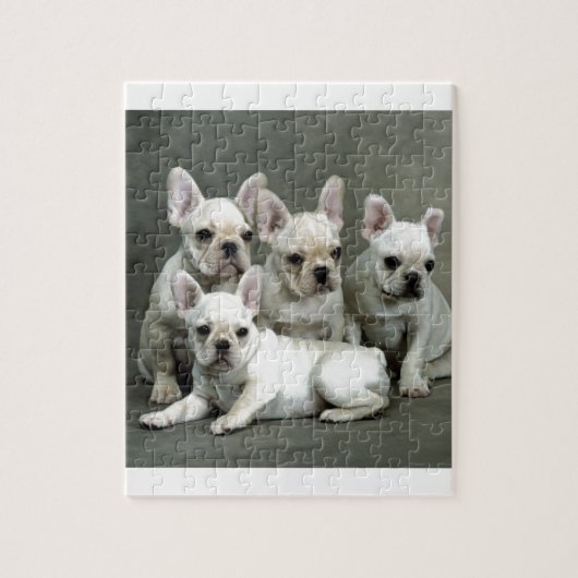 Schattige witte bulgdogs legpuzzel (Verticaal)