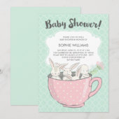 Schattige Witte Bunnies in het Baby shower Teacup Kaart (Voorkant / Achterkant)