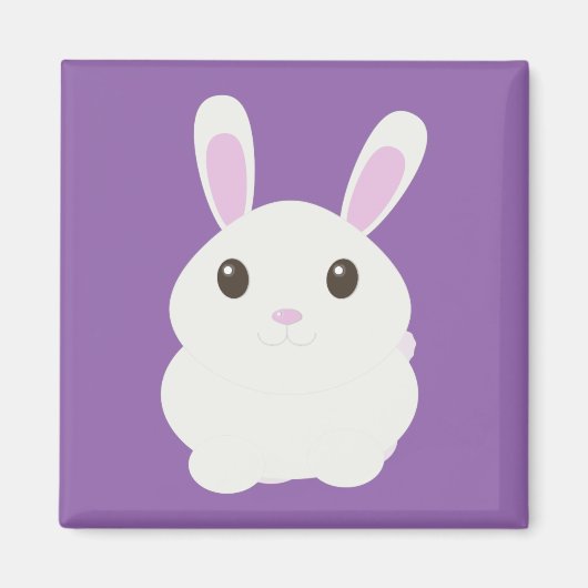 Schattige Witte Bunny Magneet (Voorkant)