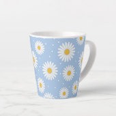 Schattige Witte Daisy Blue Latte Mok! Latte Mok (Rechterhoek)