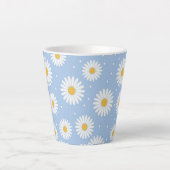 Schattige Witte Daisy Blue Latte Mok! Latte Mok (Voorkant)