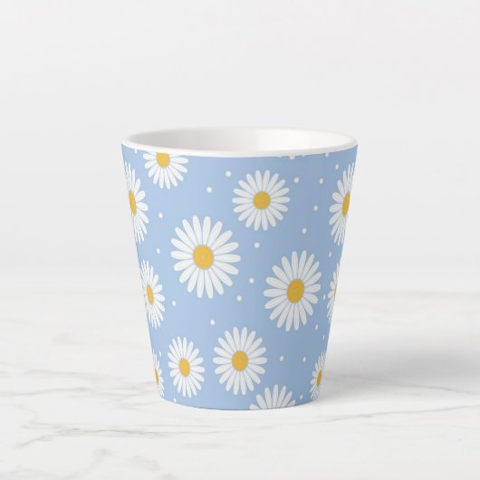 Schattige Witte Daisy Blue Latte Mok! Latte Mok (Voorkant)