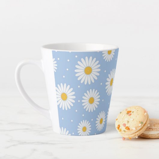 Schattige Witte Daisy Blue Latte Mok! Mok (In situ)