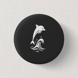 Schattige Witte Dolfijn Springt Over Golven Oceaan Ronde Button 3,2 Cm