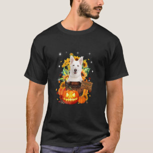 Schattige Witte Duitse Herder In Pompoenen Hallowe T-shirt
