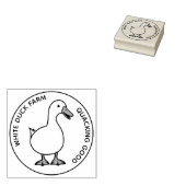 Schattige Witte Eendenboerderij Grappige Aangepast Rubberstempel (Gestempeld)