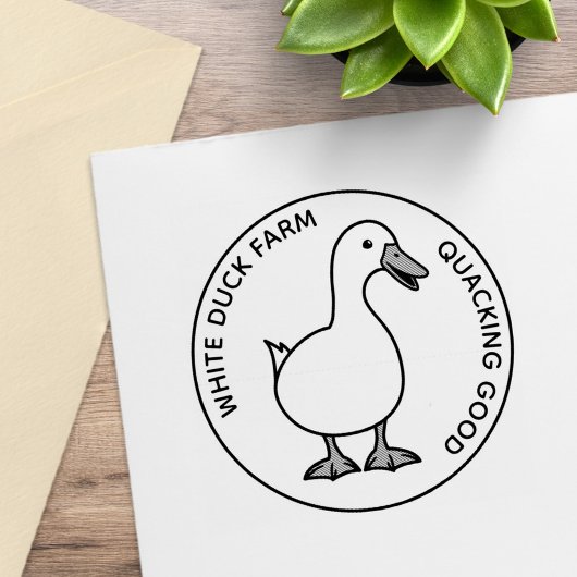 Schattige Witte Eendenboerderij Grappige Aangepast Rubberstempel