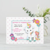 Schattige Witte Eenhoorn Stippen Meisjes Eerste Ve Kaart (Staand voorkant)