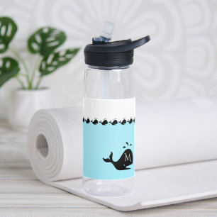 Schattige witte en blauwe aangepaste initiële zwar waterfles
