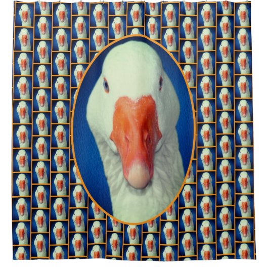 Schattige Witte Gans Gezicht Boerderij Dier Douchegordijn (Voorkant)