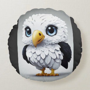 Schattige Witte Geklekte Adelaar Cartoon Rond Kussen