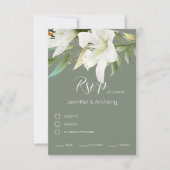 Schattige witte gelilies RSVP kaartje (Voorkant)