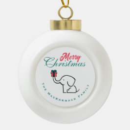 Schattige Witte Gelukkige Olifant Prettig Kerstfee Keramische Bal Ornament