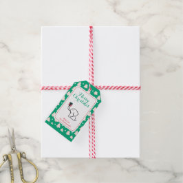 Schattige Witte Gelukkige Olifant Vrolijk Kerstfee Cadeaulabel