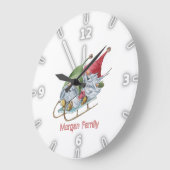 Schattige witte gnomen die kerstkerst met elkaar m grote klok (Hoek)