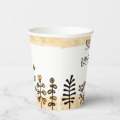 Schattige Witte Gouden Bloemstuk Aangepaste Naam B Papieren Bekers (Rechts)