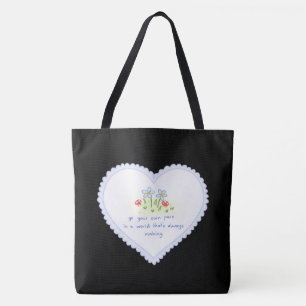 "Schattige Witte Hart Bloemrijke Doodle Zwarte Tot Tote Bag