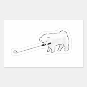 Schattige Witte Hond die de Hondenas in de Mond ho Rechthoekige Sticker