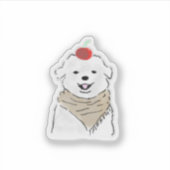 Schattige witte hond met kers op hoofd sticker (Voorkant)