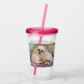 Schattige Witte Honden Acryl Drinkbeker (Achterkant)
